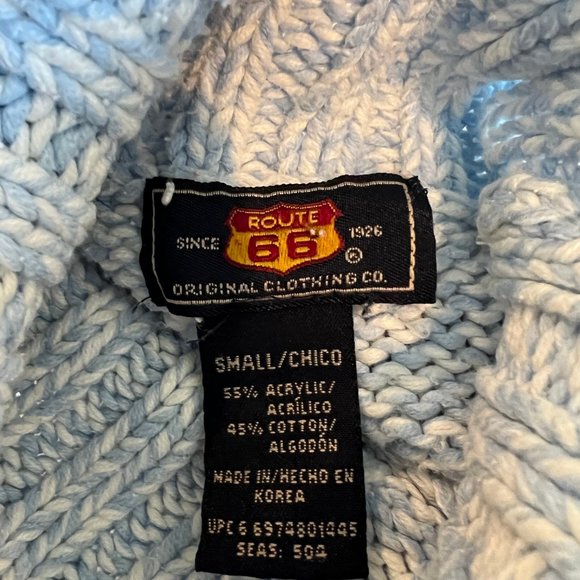 Route 66 Turtleneck Sweater Baby Blue & White, Size Small - Picture 2 of 3